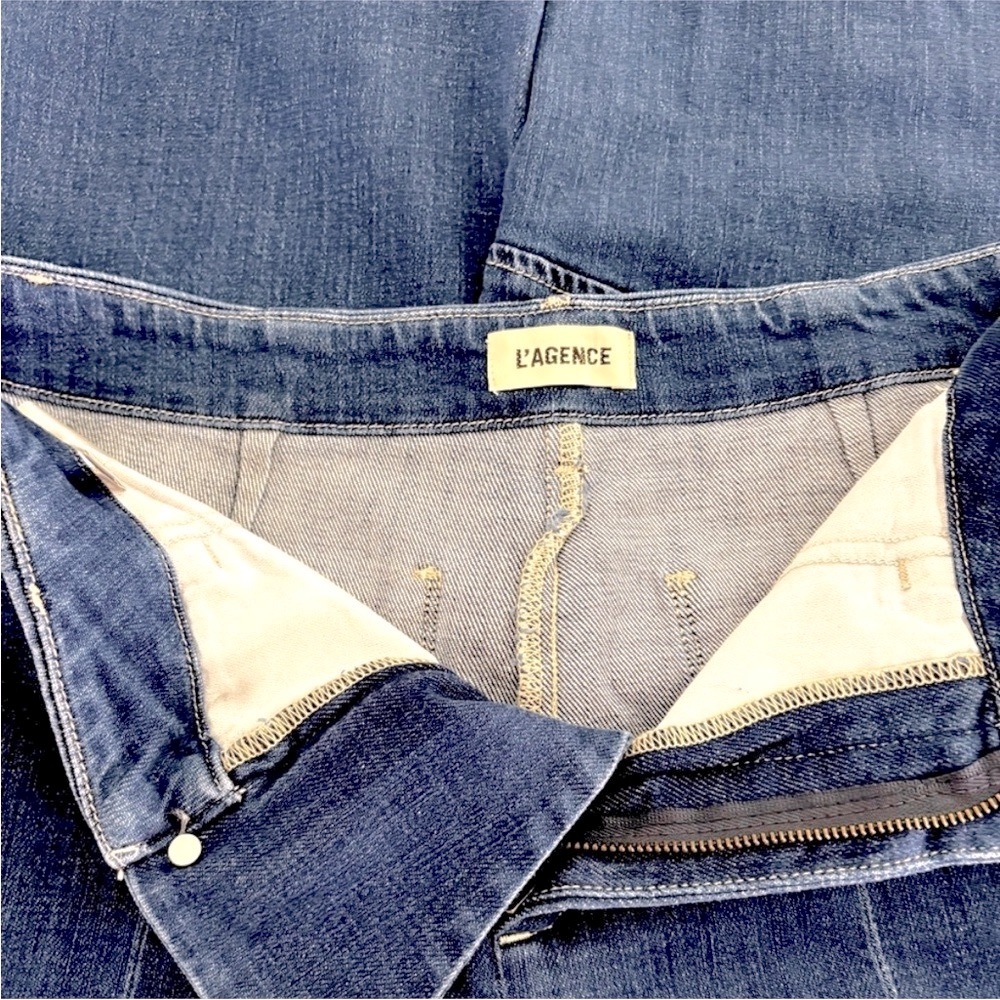 L’AGENCE Brooklyn Wide Leg Cargo Jean Barca Blue 28 High Rise Y2K Denim USA Made - Picture 14 of 15